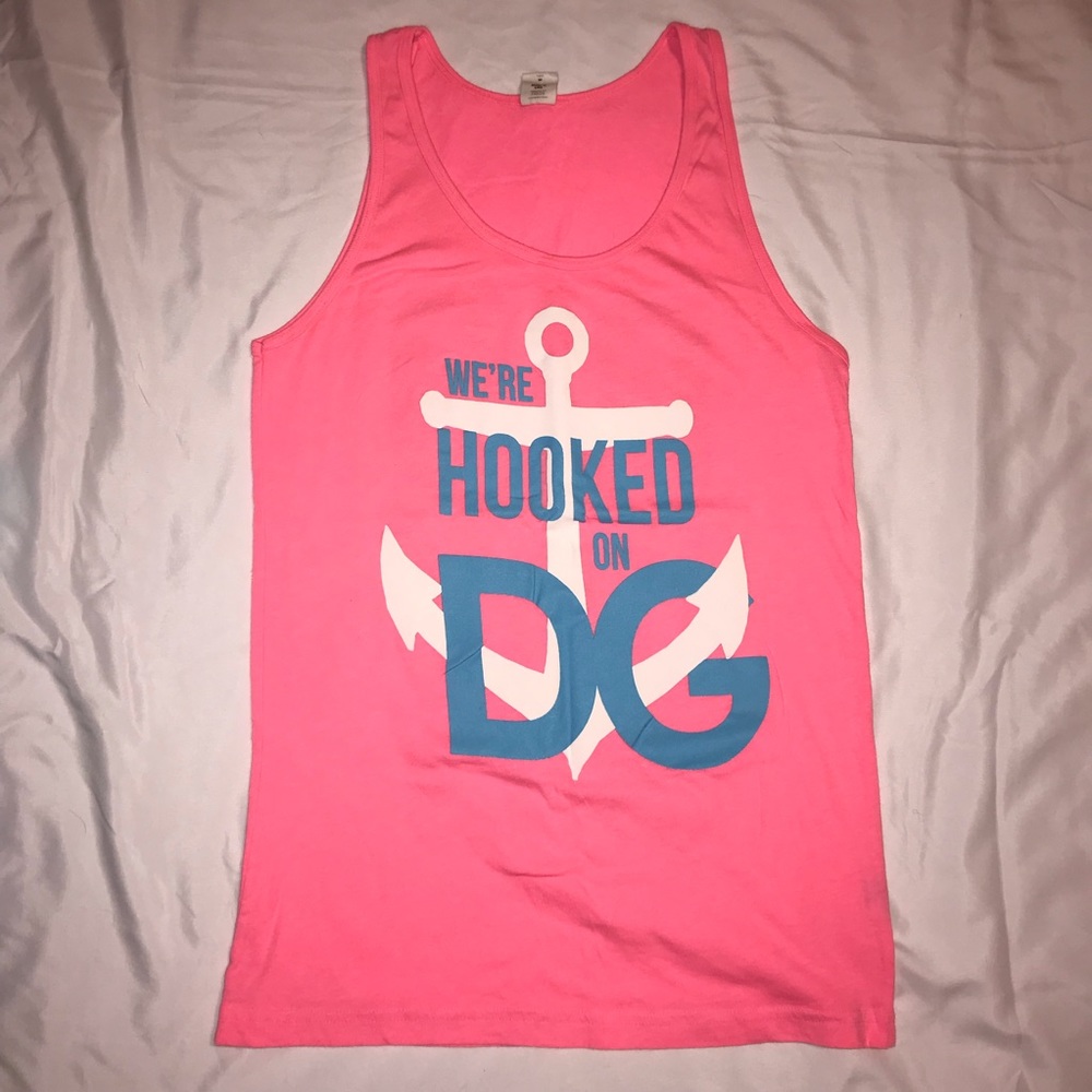 Neon pink Delta Gamma tank top